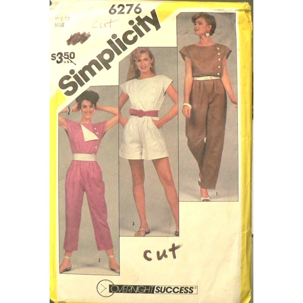 Vintage Simplicity Sewing Pattern 6276 Women's Jumpsuit in Three Lengths Size 12